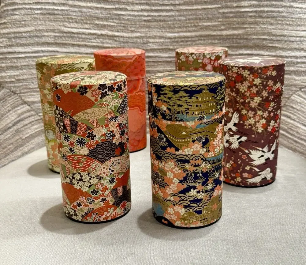 Vintage Japanese Tea Canisters Washi Paper Wrapped Teavana Coffee Storage Bundle